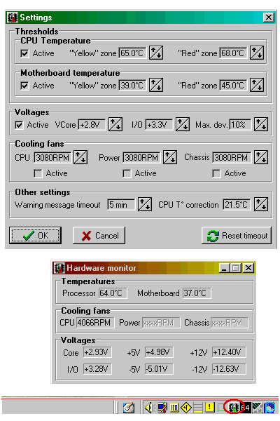 Hardware Sensors Monitor V2.2.0.3  pour win95/98/NT