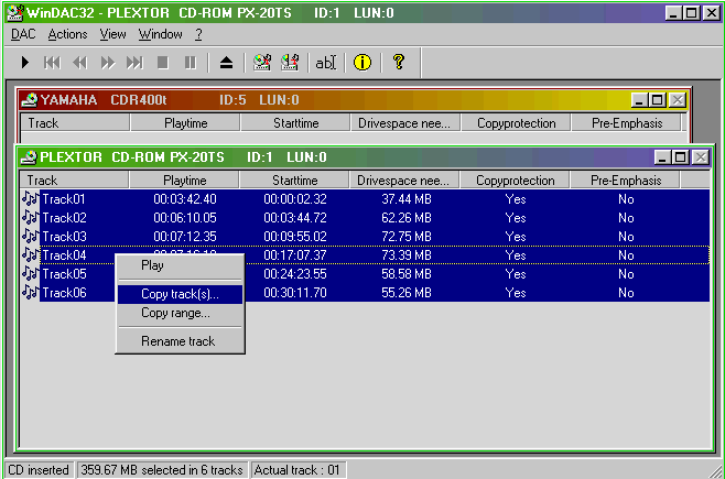 Cliquez ici pour tlcharger Windac 1.41 - permet de recopier les pistes d'un CD Audio de faon numrique sans perte de qualit sur votre disque dur sous forme de wav